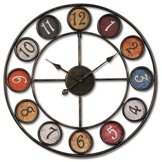 Horloge Industrielle Colorée Déco Indus (vue 2)