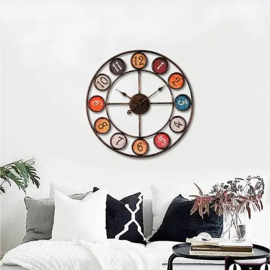 Horloge Industrielle Colorée Déco Indus (vue 1)