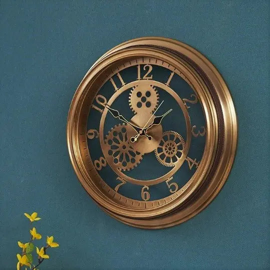 Horloge Industrielle Dorée Déco Indus (vue 3)