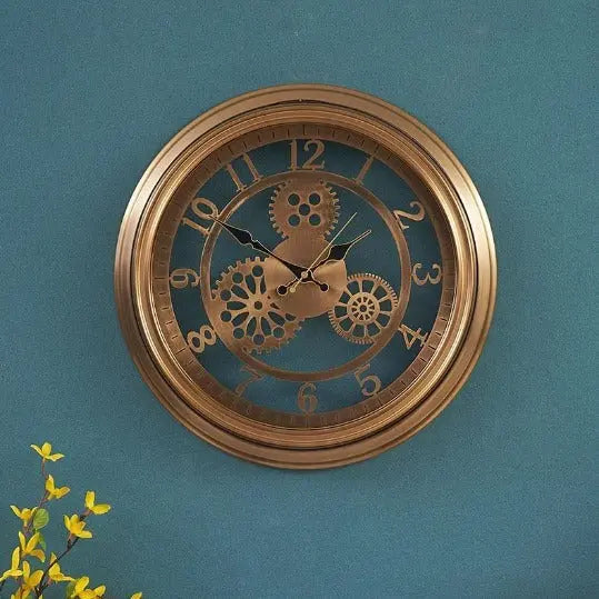 Horloge Industrielle Dorée Déco Indus (vue 2)