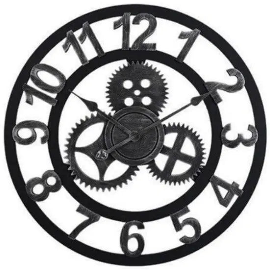 Horloge Industrielle En Bois Déco Indus (vue 1)