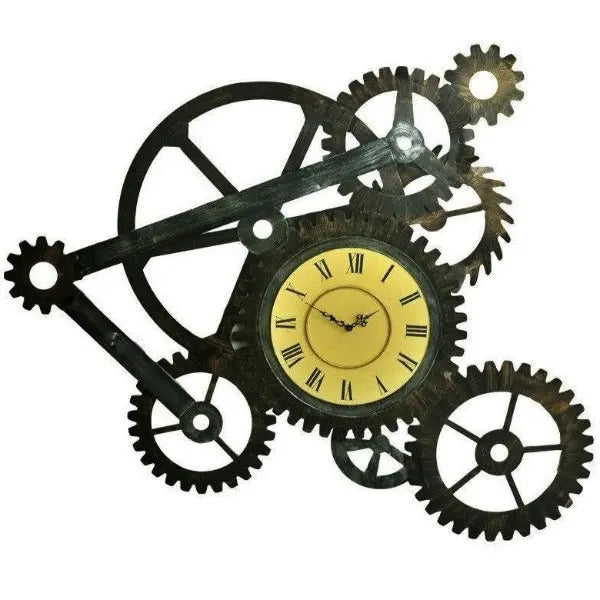 Horloge Industrielle Engrenages Géants Déco Indus