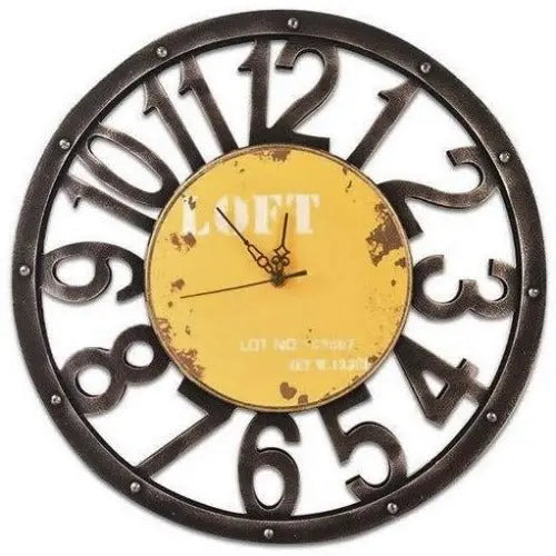 Horloge Industrielle Jaune Déco Indus (vue 3)