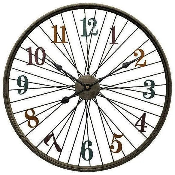 Horloge Industrielle Roue De Vélo Déco Indus (vue 3)