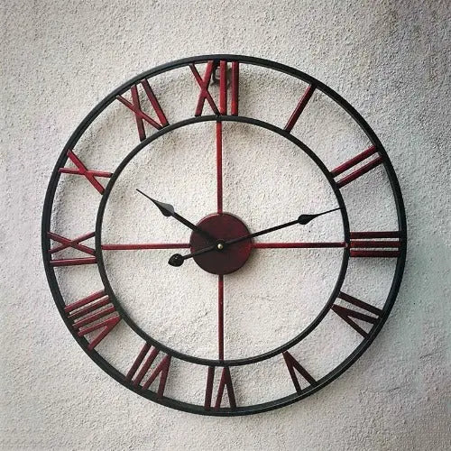 Horloge Industrielle Rouge Déco Indus (vue 1)