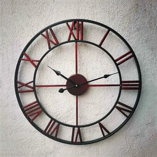 Horloge Industrielle Rouge