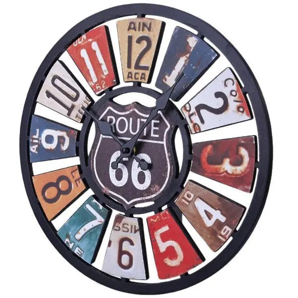 Horloge Industrielle Route 66 Déco Indus