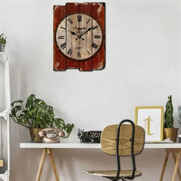 Horloge Rectangulaire Industrielle En Bois