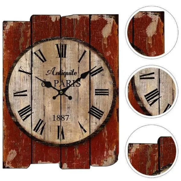 Horloge Rectangulaire Industrielle En Bois