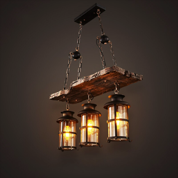 Lampe Suspendue Industrielle En Bois