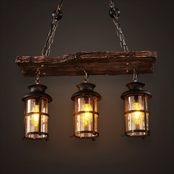 Lampe Suspendue Industrielle En Bois