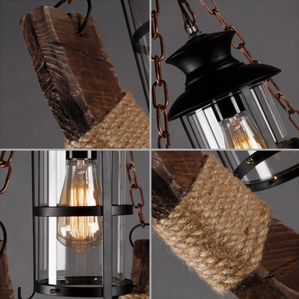 Suspension Industrielle Arc Rustique