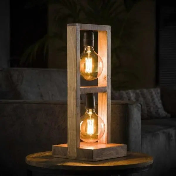 Lampe à Poser Industrielle En Bois