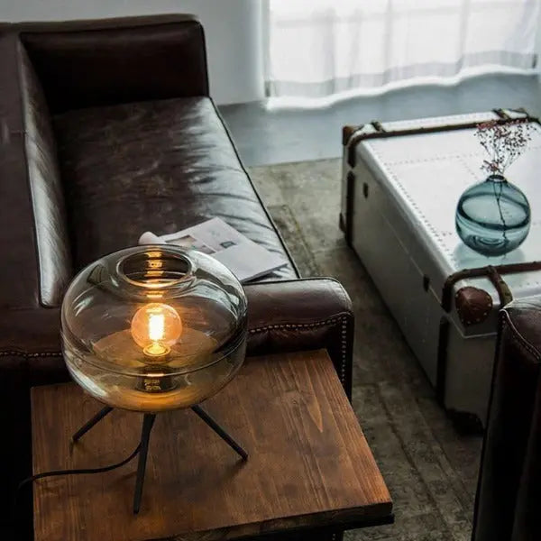 Lampe à Poser Industrielle En Verre Transparent