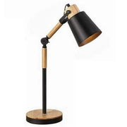 Lampe à Poser Industrielle Pied Bois