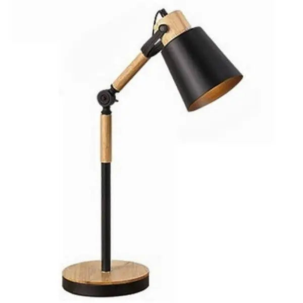 Lampe à Poser Industrielle Pied Bois