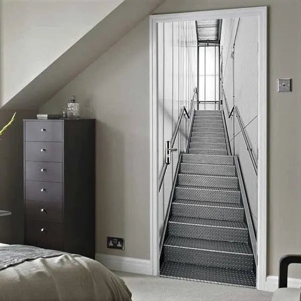 Papier Peint De Porte Industriel Escaliers (Stickers)