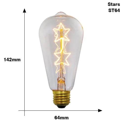 Ampoule Insdustrielle à Filaments Incandescents Étoiles Déco Indus (vue 2)