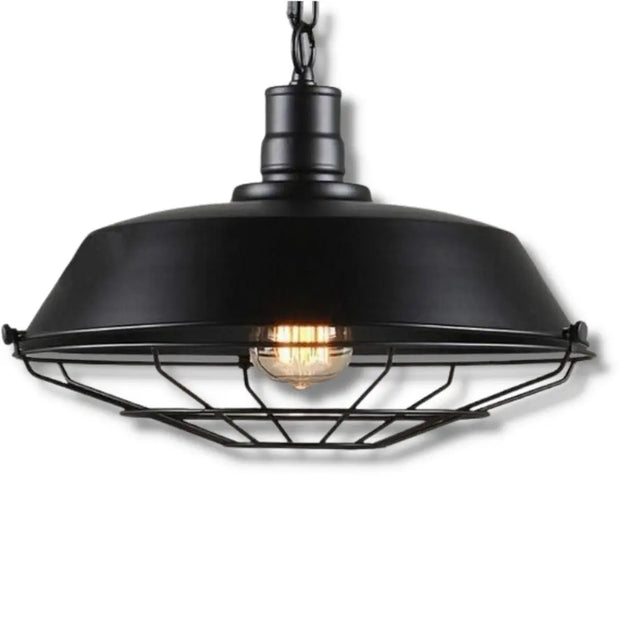 Suspension Industrielle Vintage Noire