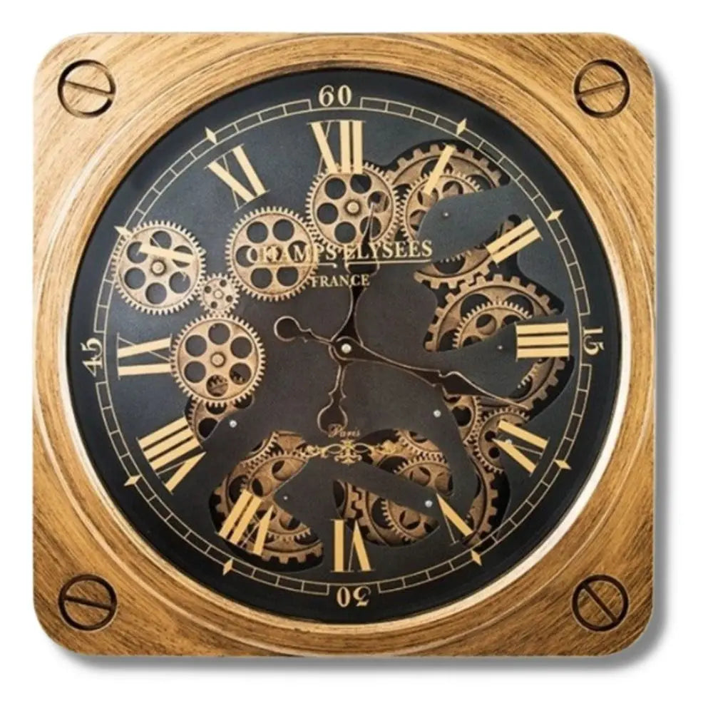 Horloge Industrielle Bois Bateau Déco Indus