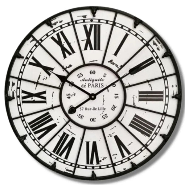 Horloge Industrielle Noire Et Blanche Déco Indus (vue 1)