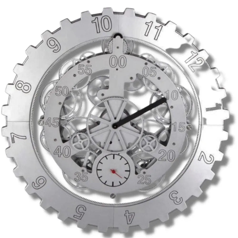 Horloge Industrielle Mécanique Argent Déco Indus