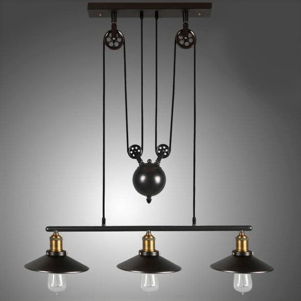Suspension Industrielle Barre 3 Lampes Déco Indus (vue 4)