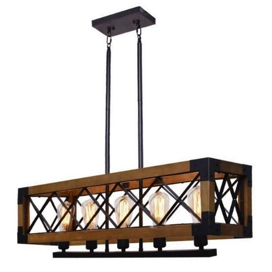 Suspension Industrielle En Bois Et Métal Déco Indus (vue 1)