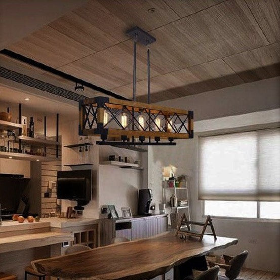 Suspension Industrielle En Bois Et Métal Déco Indus (vue 3)