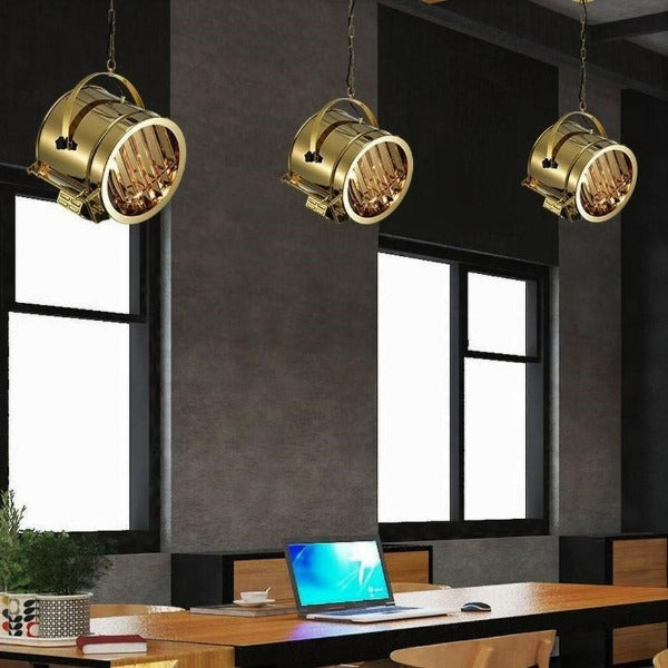 Suspension Industrielle Design Doré