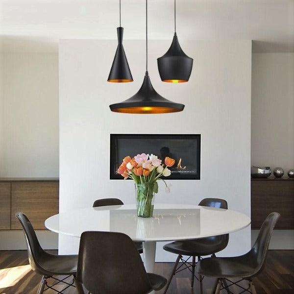 Suspension Industrielle Noire 3 Lampes