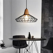 Suspension Industrielle Noire Et Bois
