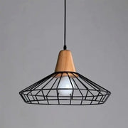 Suspension Industrielle Noire Bois Brut