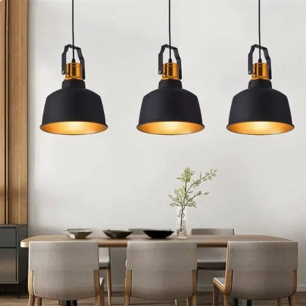Suspension Industrielle Noire Et Cuivre