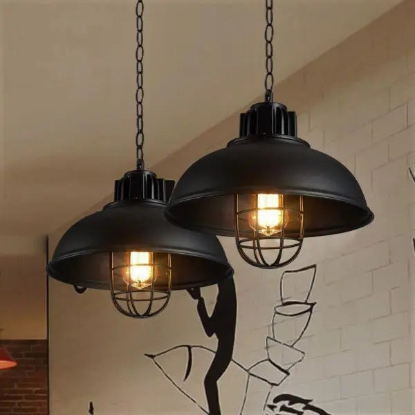 Suspension Industrielle Noire Déco Indus