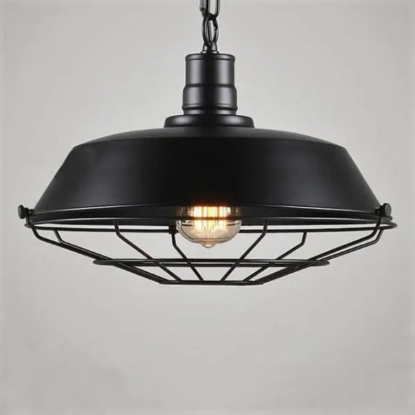 Suspension Industrielle Vintage Noire