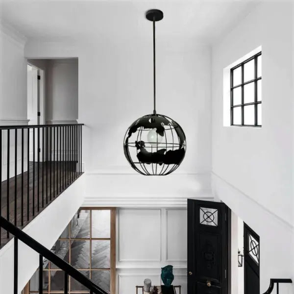 Suspension Industrielle Globe Métallique Lampe