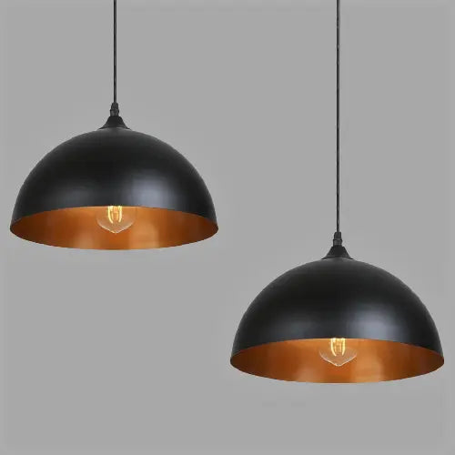Suspension Industrielle Noire Dorée (Lot) Déco Indus (vue 3)