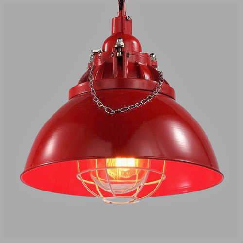 Suspension Industrielle Rouge Déco Indus (vue 2)
