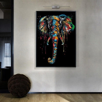 Tableau Industriel Éléphant Coloré